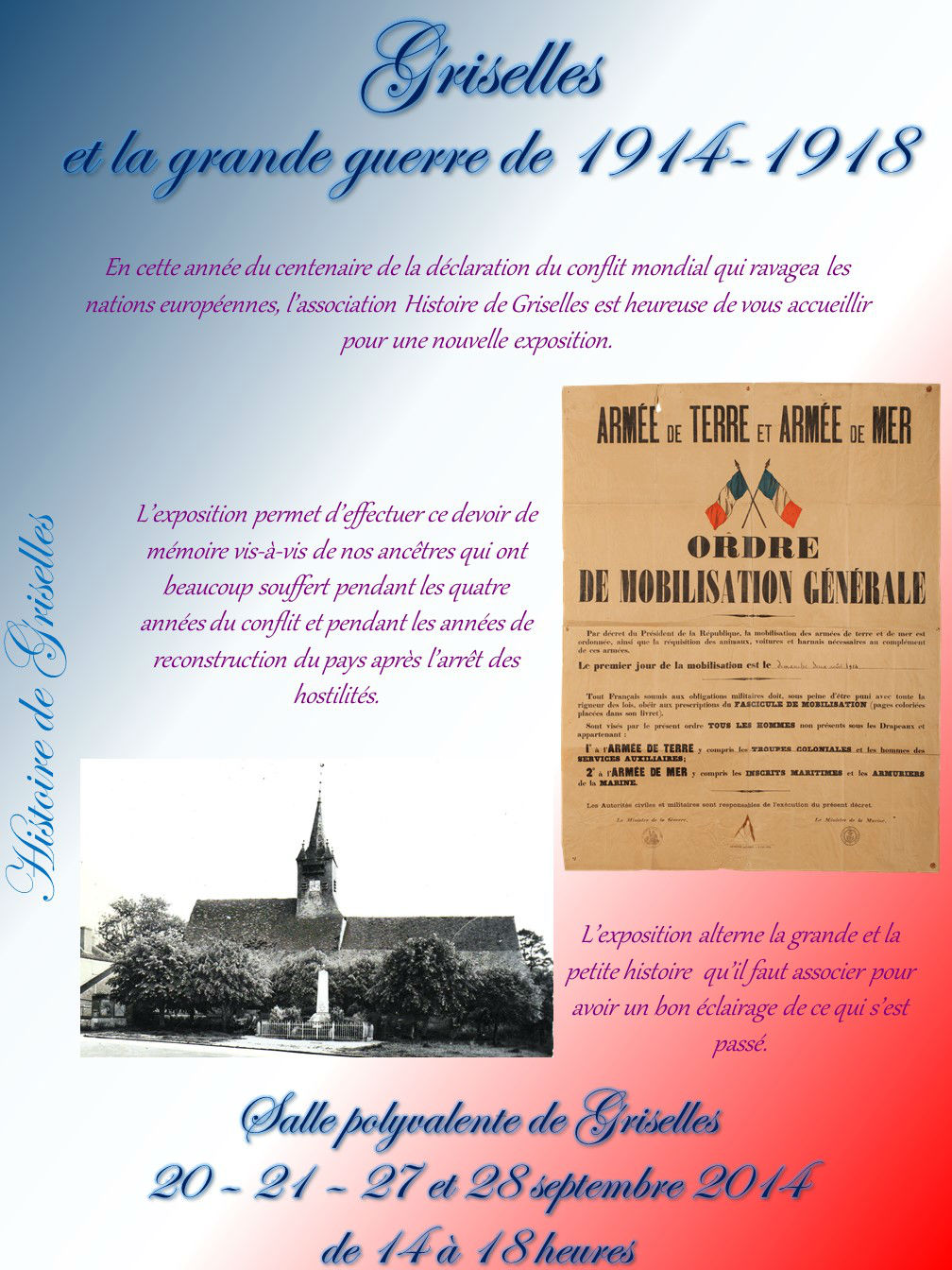 Affiche Exposition Griselles et la guerre de1914-1918